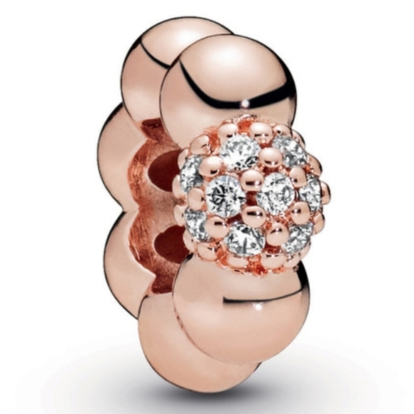 Pandora Rose Polished and Pave Spacer - Picture 2 of 6